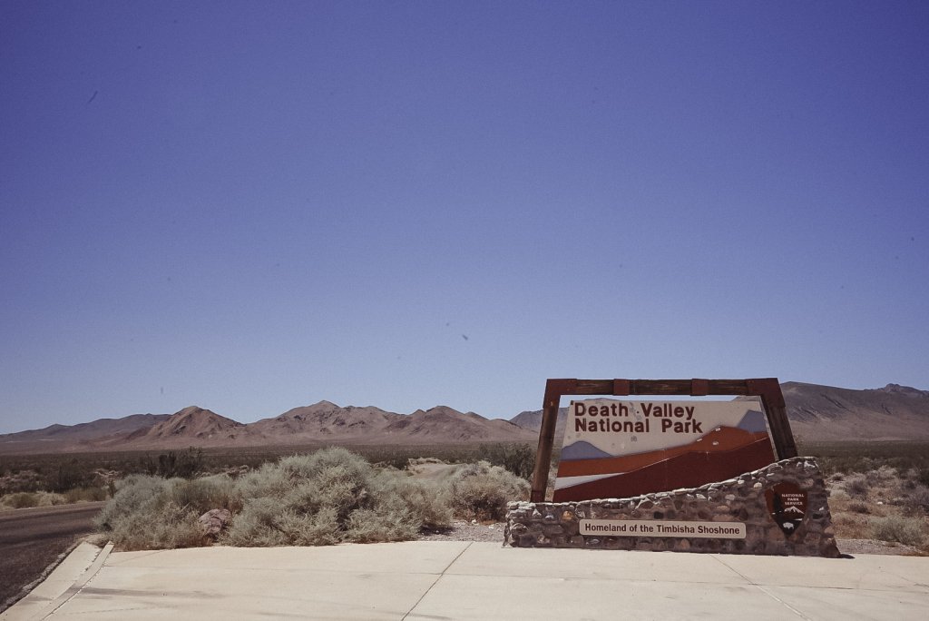 Death Valley's entrance sign.