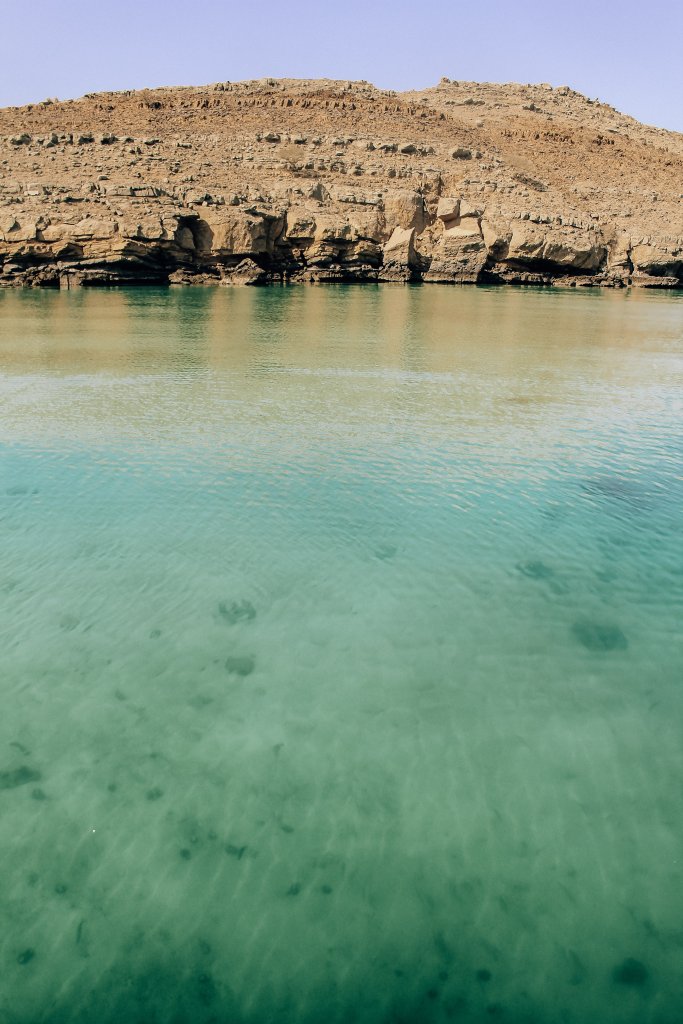 Crystal blue waters of the Persian Gulf, seen off the coast of Oman.