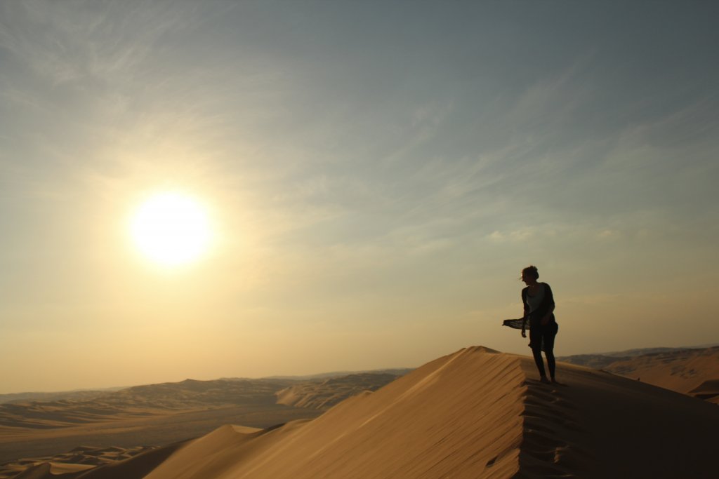 Monica on top of Tal Moreeb from her Liwa Desert Safari trip.