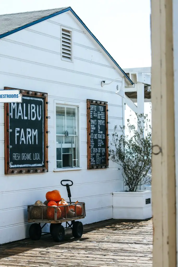 The white exterior of Malibu Farm, one of the best stops for food on your Malibu itinerary.
