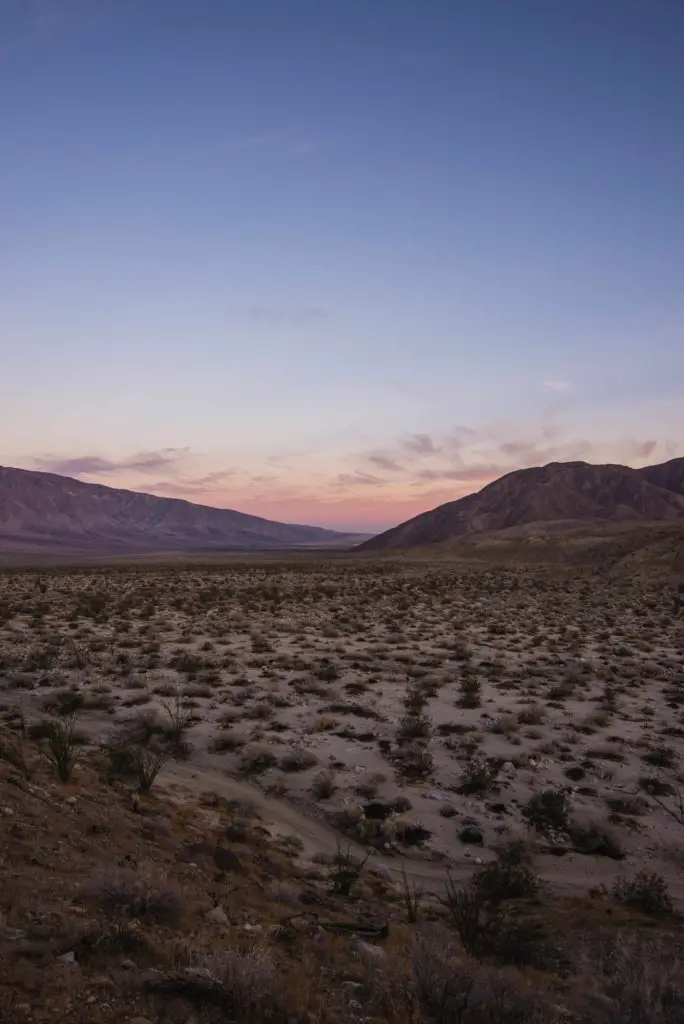 Hiking in Anza Borrego at sunset.