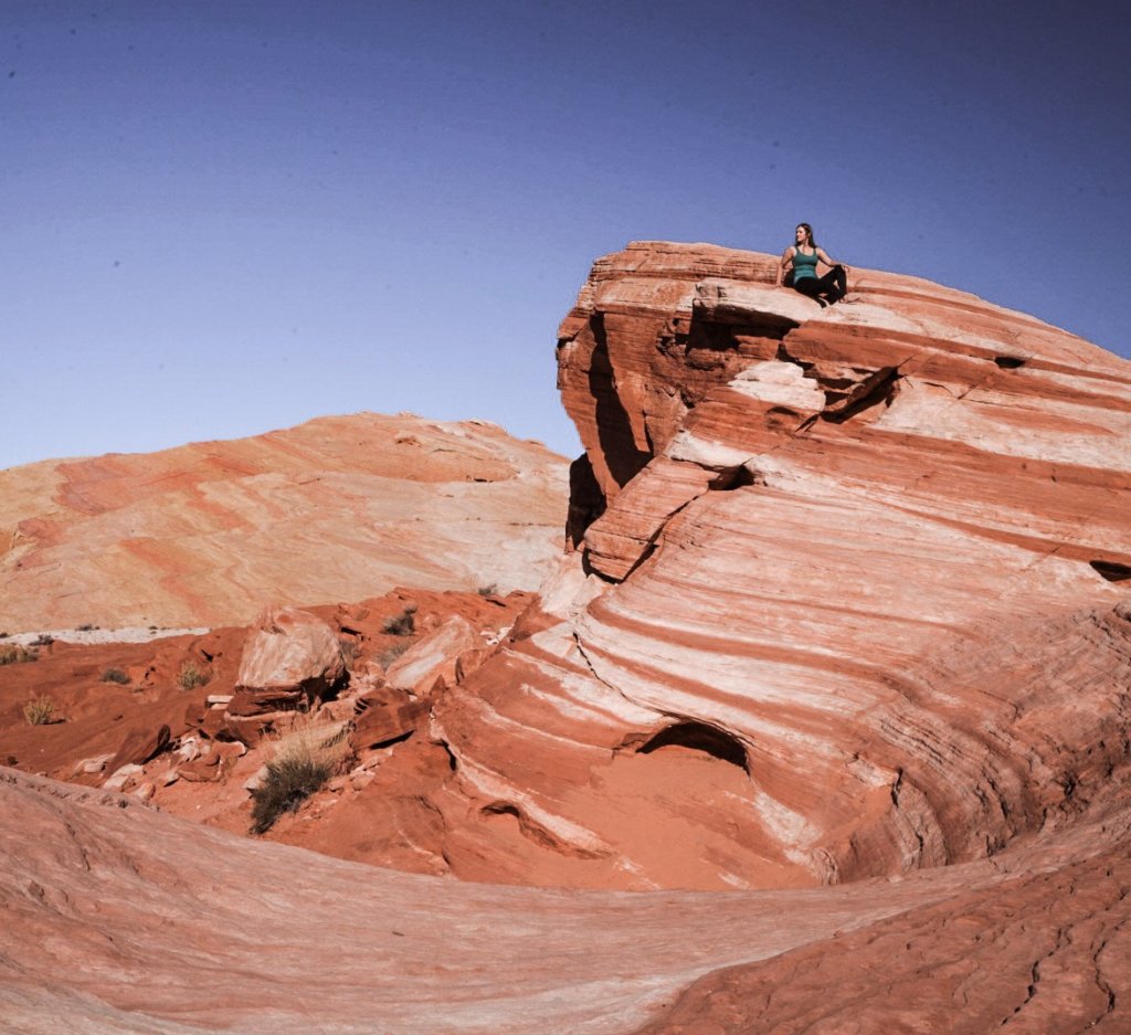 Monica on top of the Fire Wave at Valley of Fire State Park.