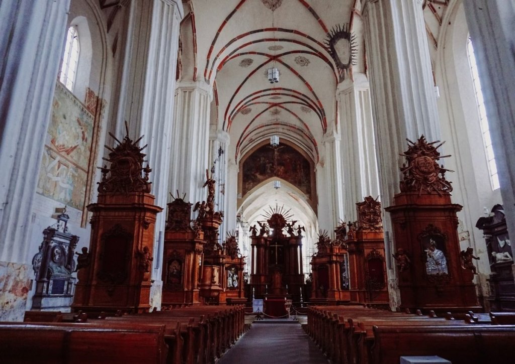 Inside of St. Anne's, one of the top places to see in Lithuania.