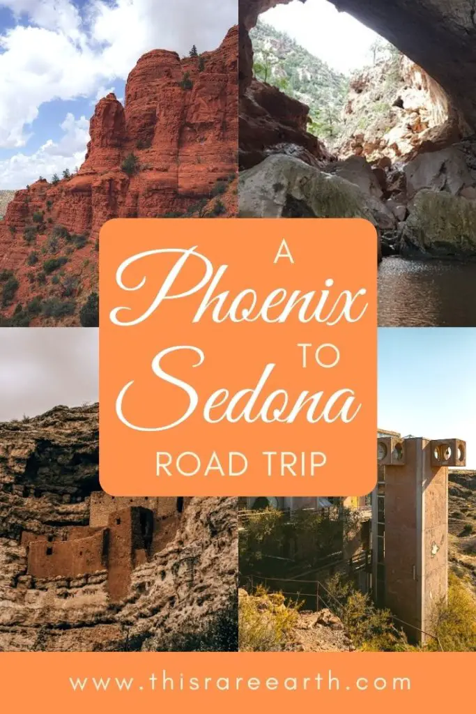 Phoenix to Sedona Drive pin featuring sights to see along the way.