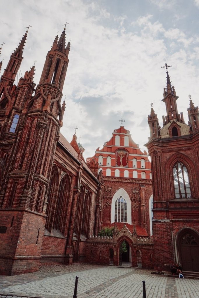 Two churches side by side in Vilnius, Lithuania.