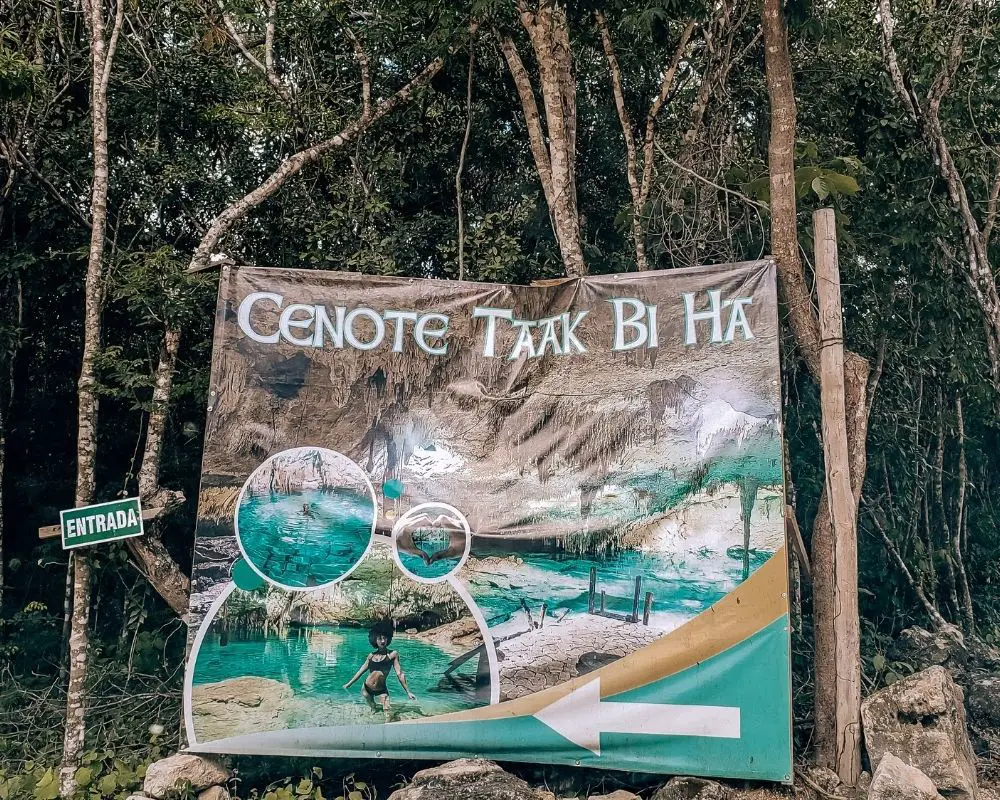 The sign for Cenote Taak Bi Ha.