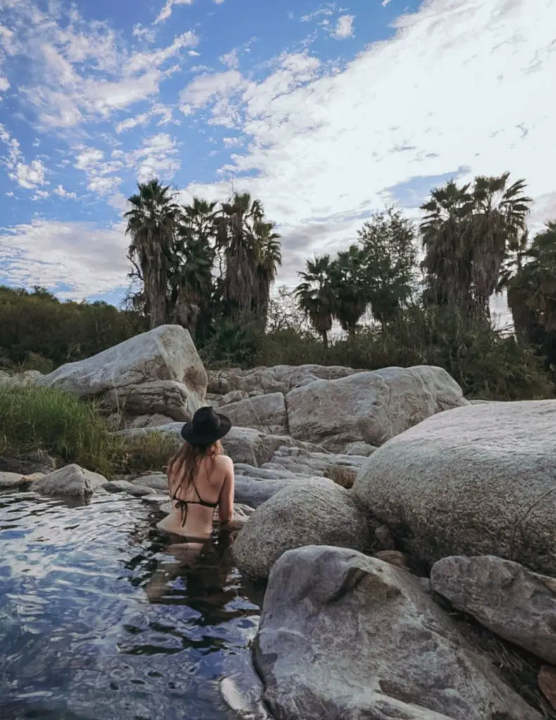 Monica swimming in the Santa Rita Hot Springs.