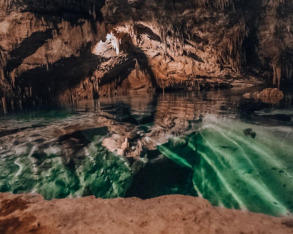 The beautiful shimmering blue water of Taak Bi Ha.