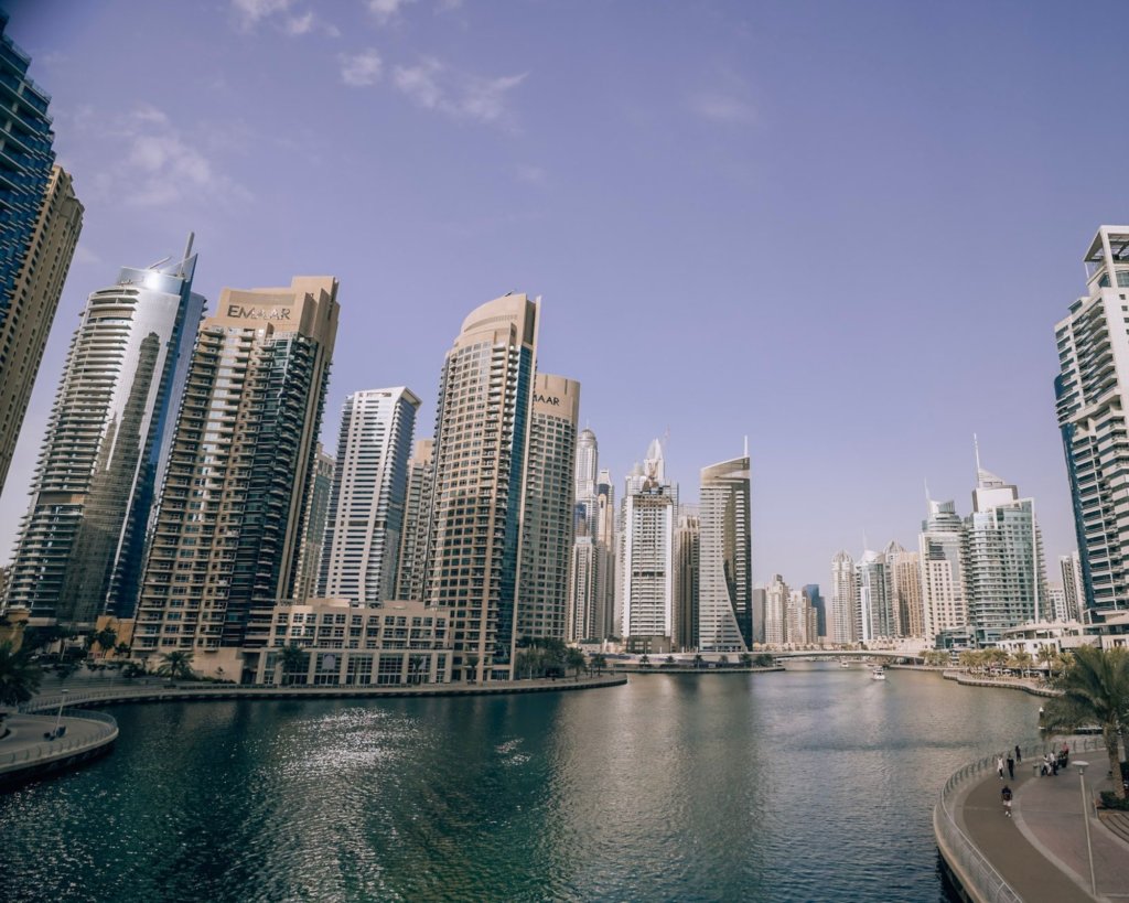 The beautiful Dubai skyline surrounding the Dubai Creek.