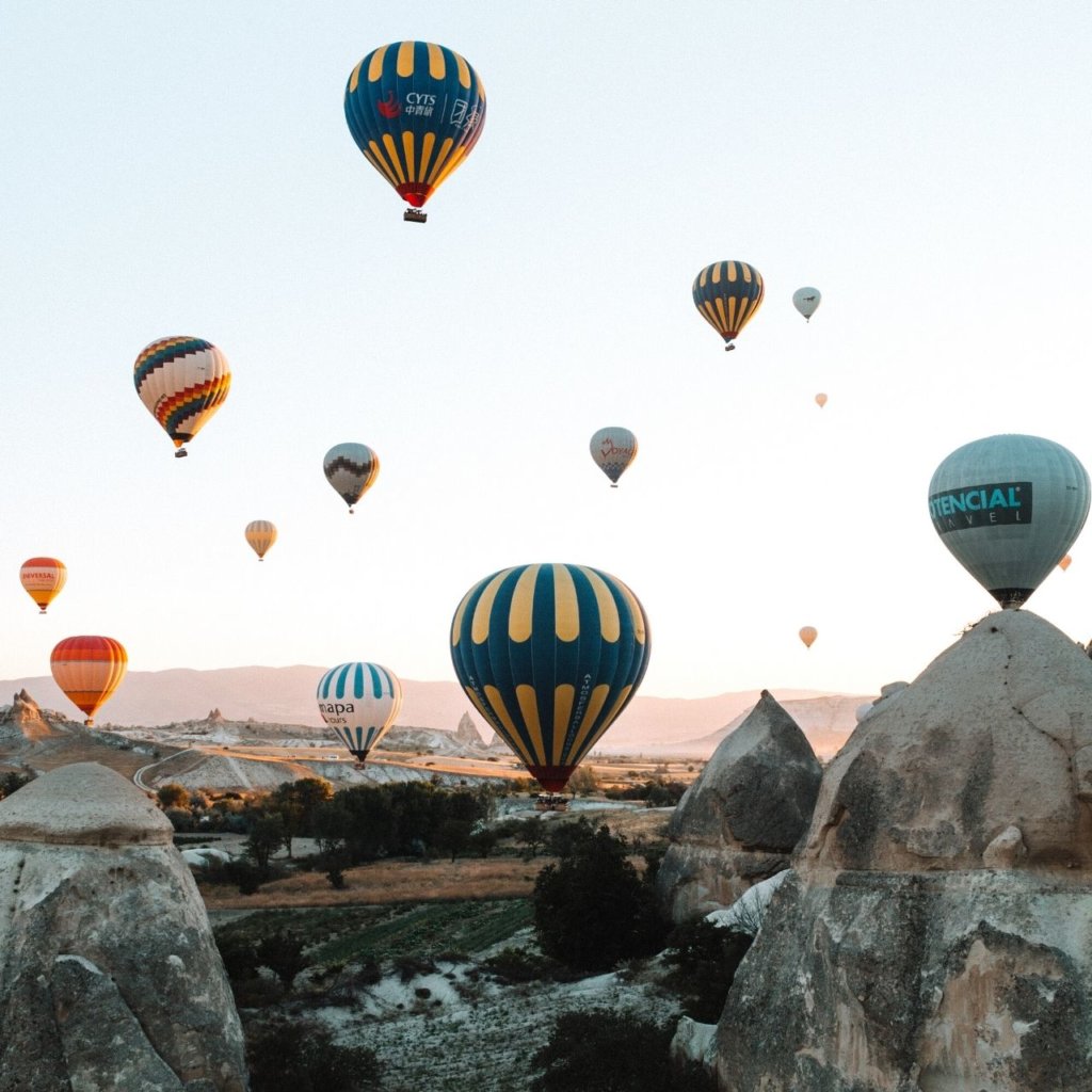 Hot air balloons over Cappadocia.