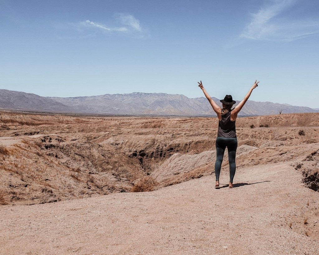 Monica on the edge of the Slot Canyon Anza Borrego hike.