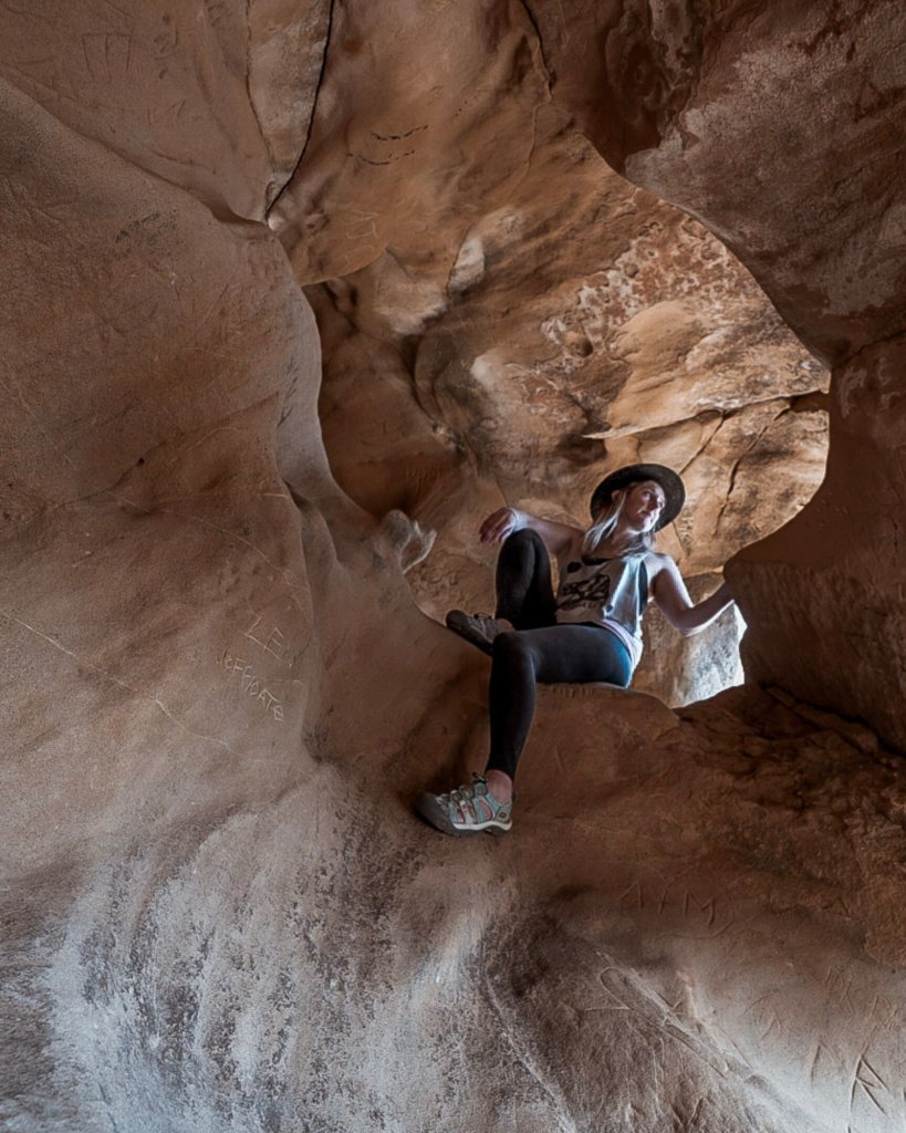 Monica hiking the Gaviota Wind Caves, on a Santa Barbara Day Trip.