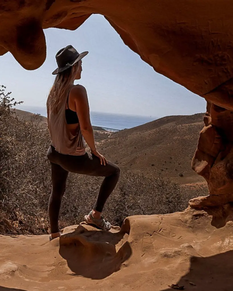 Monica enjoying the view of the ocean from The Gaviota Wind Caves.