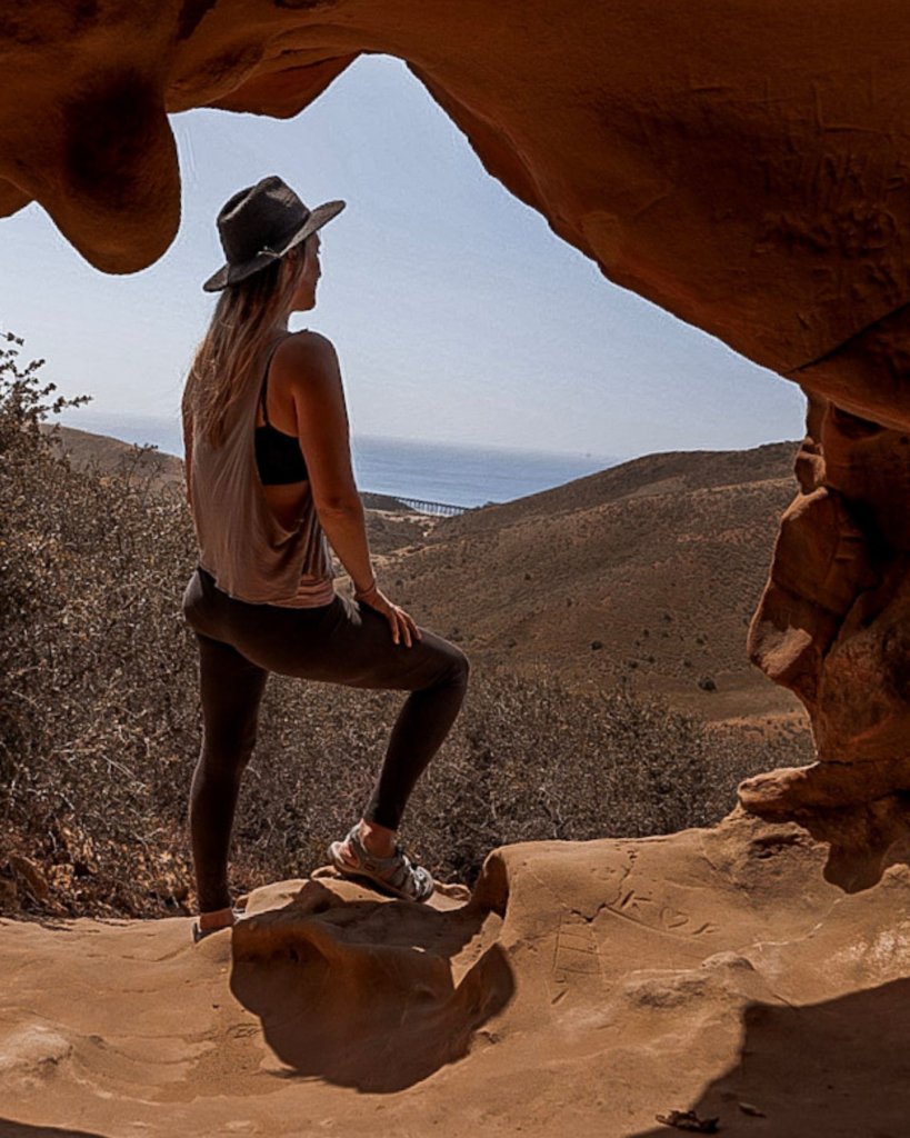 Monica enjoying the view of the ocean from The Gaviota Wind Caves.