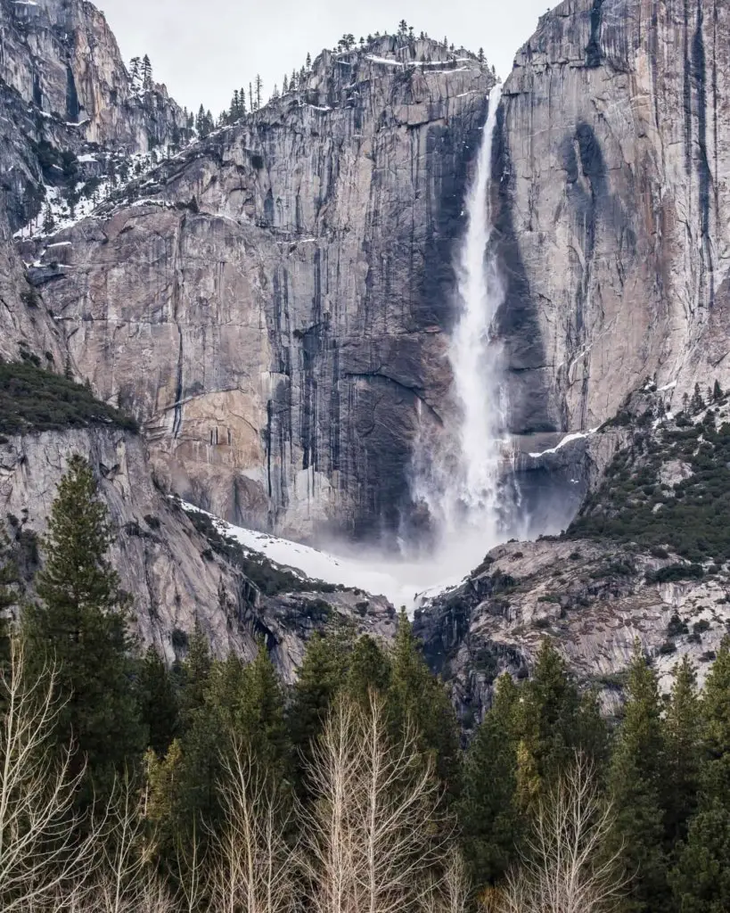 Tall granite cliffs in Yosemite - one of Five National Parks near Los Angeles.