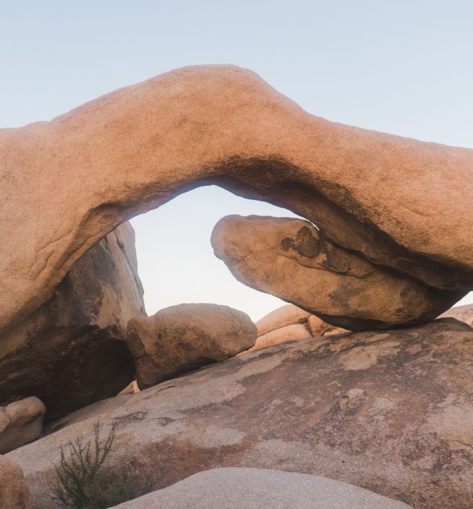 Arch Rock on a bright morning, seen while visiting Joshua Tree National Park.