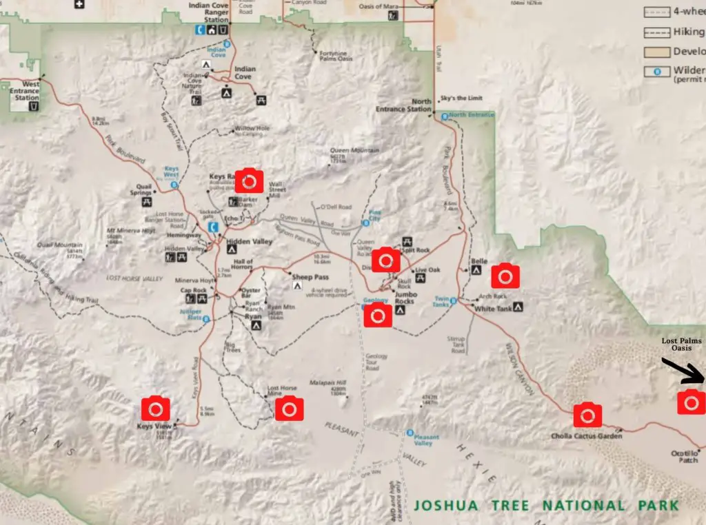 A map of The Best Joshua Tree Photography Spots.