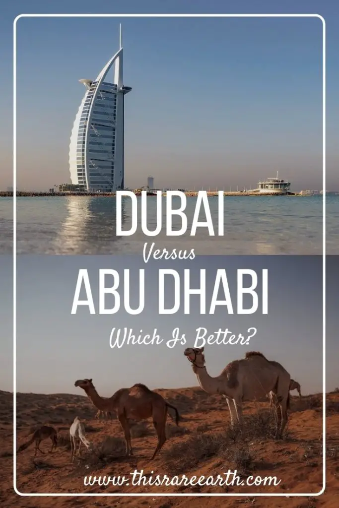 Abu Dhabi vs Dubai Pin showing the Burj al Arab and camels.