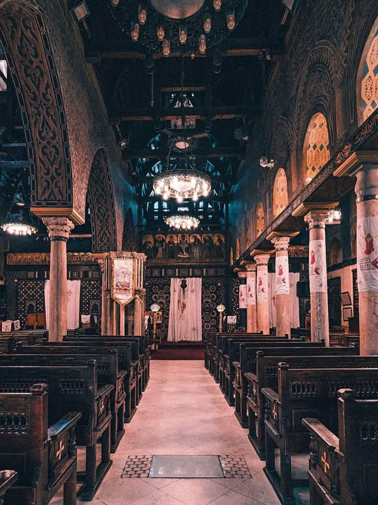 Interior view of the Hanging Church - one of the best things to do in Cairo Egypt!