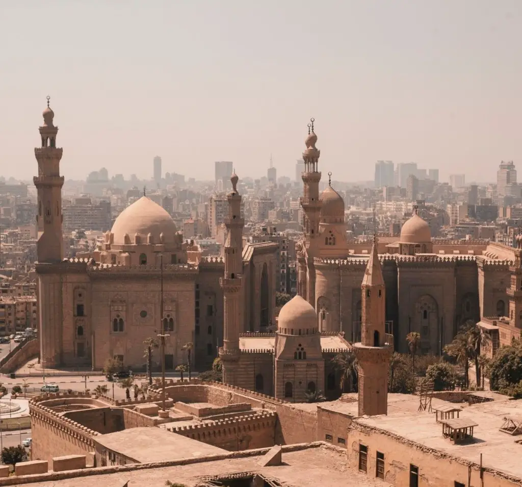 Islamic Cairo - mosques against the city scape - Egypt Travel Tips.
