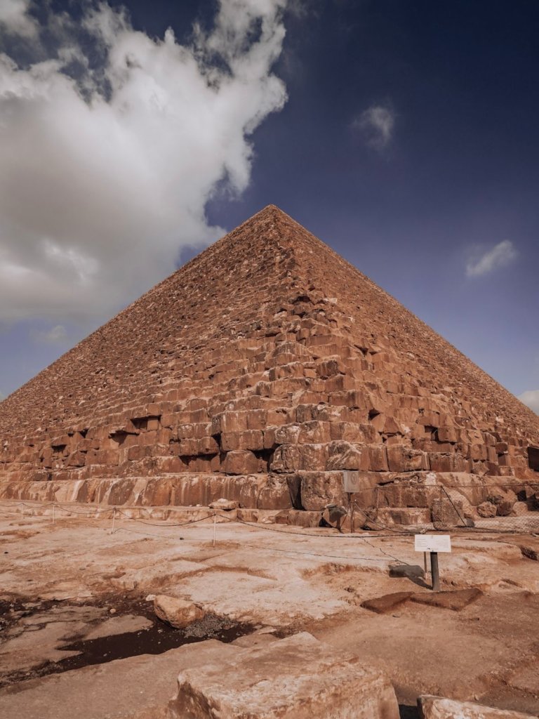 A close up of the stone blocks seen when Visiting the Pyramids of Giza in Egypt.