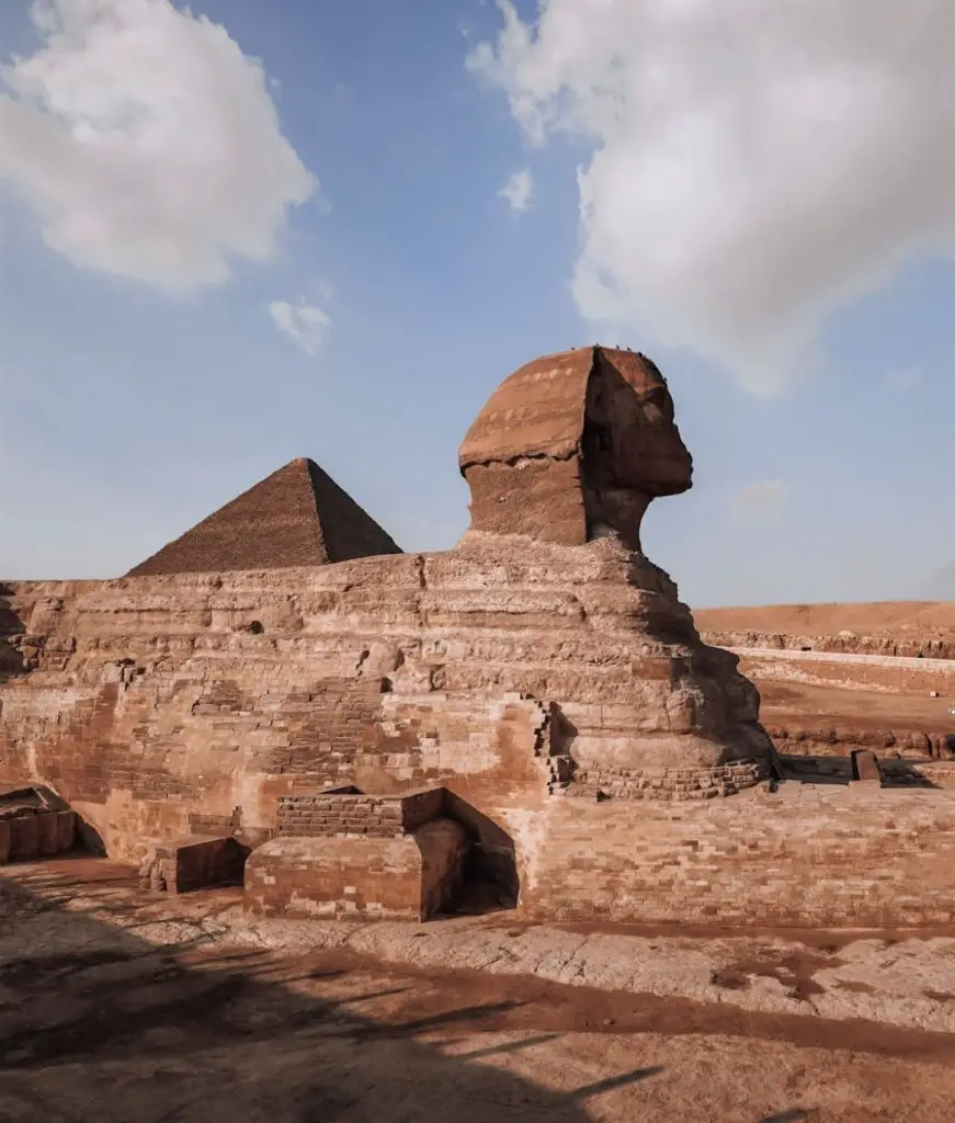 A photo of the ancient Sphynx in Giza.