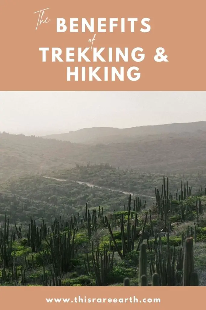 The benefits of trekking and hiking Pin featuring desert hiking trails.