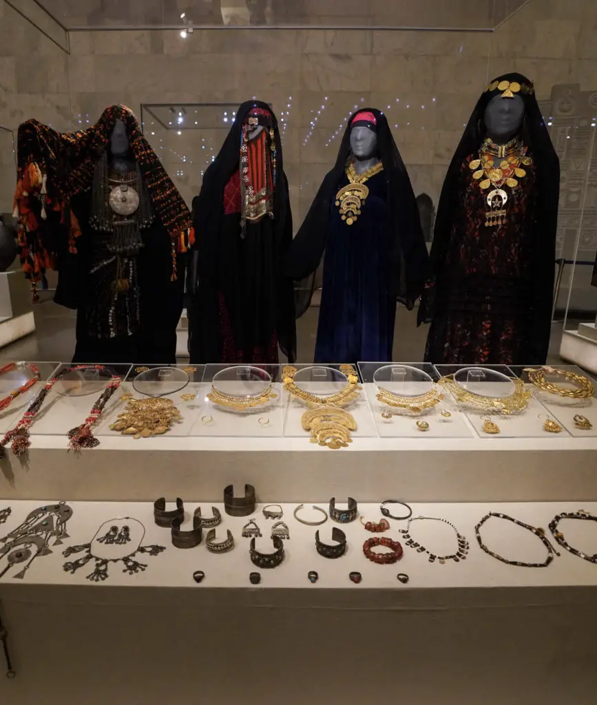 Clothing and jewelry seen while Visiting the National Museum of Egyptian Civilization in Cairo, Egypt.