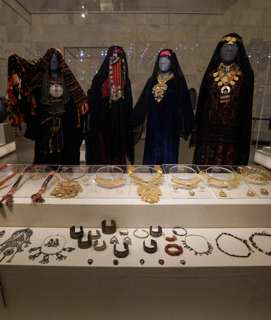 Clothing and jewelry seen while Visiting the National Museum of Egyptian Civilization in Cairo, Egypt.