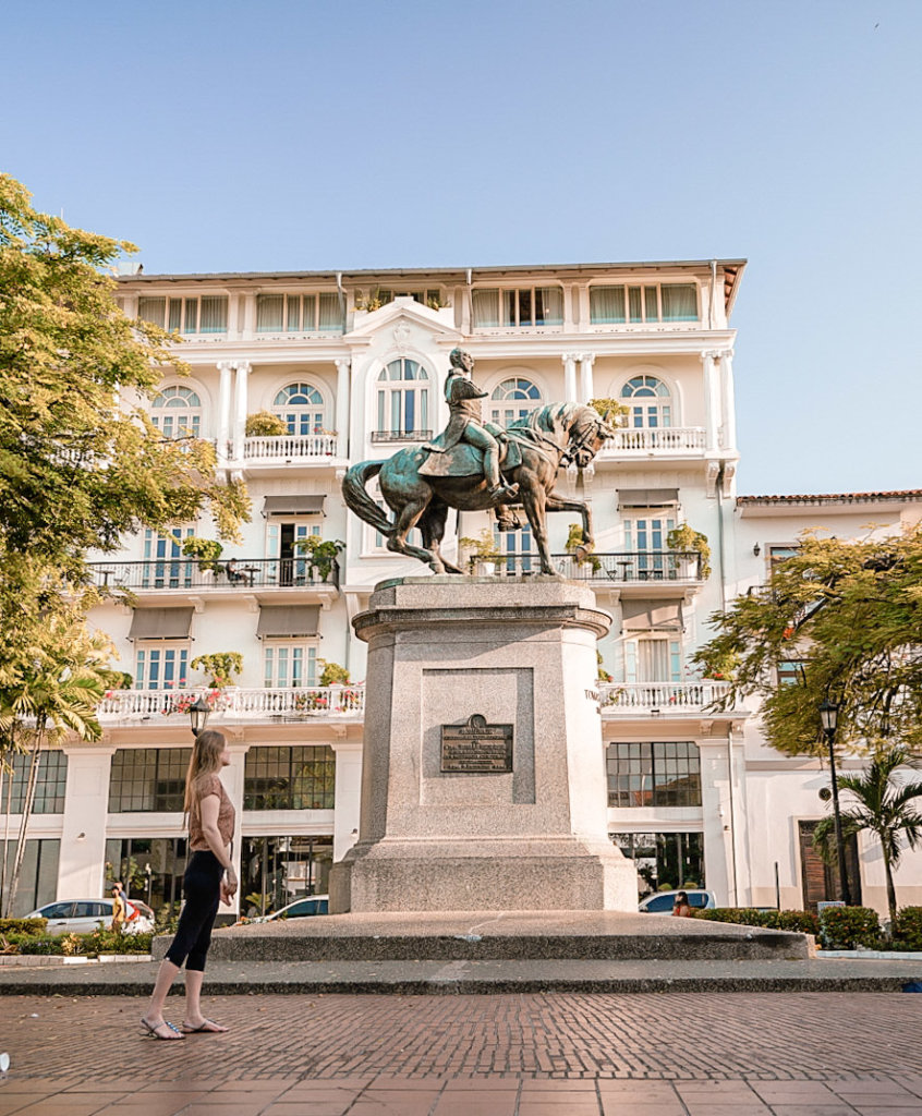 Monica walking around Casco viejo, one of the best places to visit in Panama.