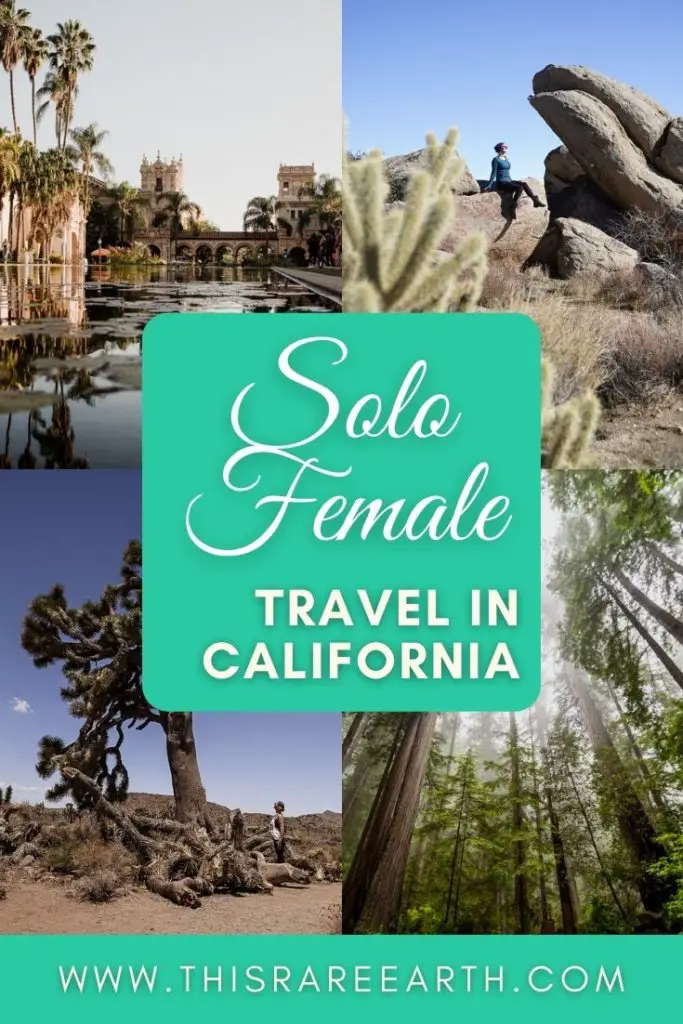 Solo Female Travel in California pinterest pin.