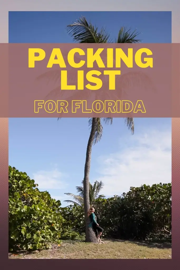 Packing List for Florida - Monica on a palm tree in Florida.