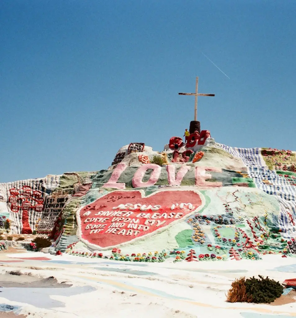 Salvation Mountain and blue skies - one of The Best day trips from Palm Springs.