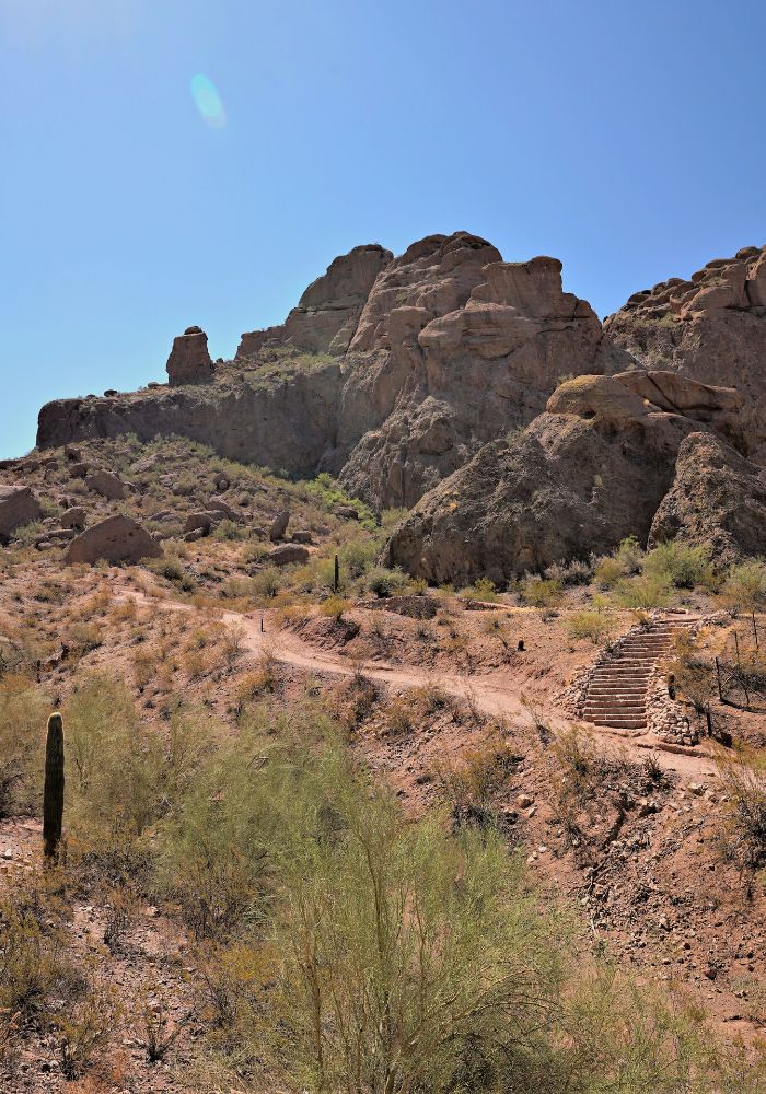 The iconic Camelback Mountain against the blue skies, one of The Best Things to Do in Phoenix.