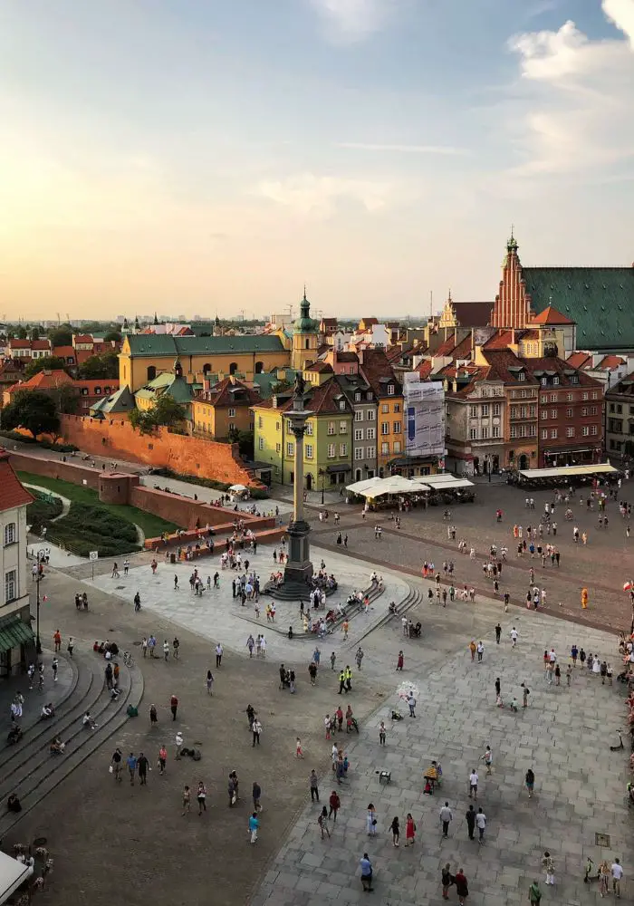 The view of Old Town from the Observation Deck, a must do on your Warsaw itinerary.