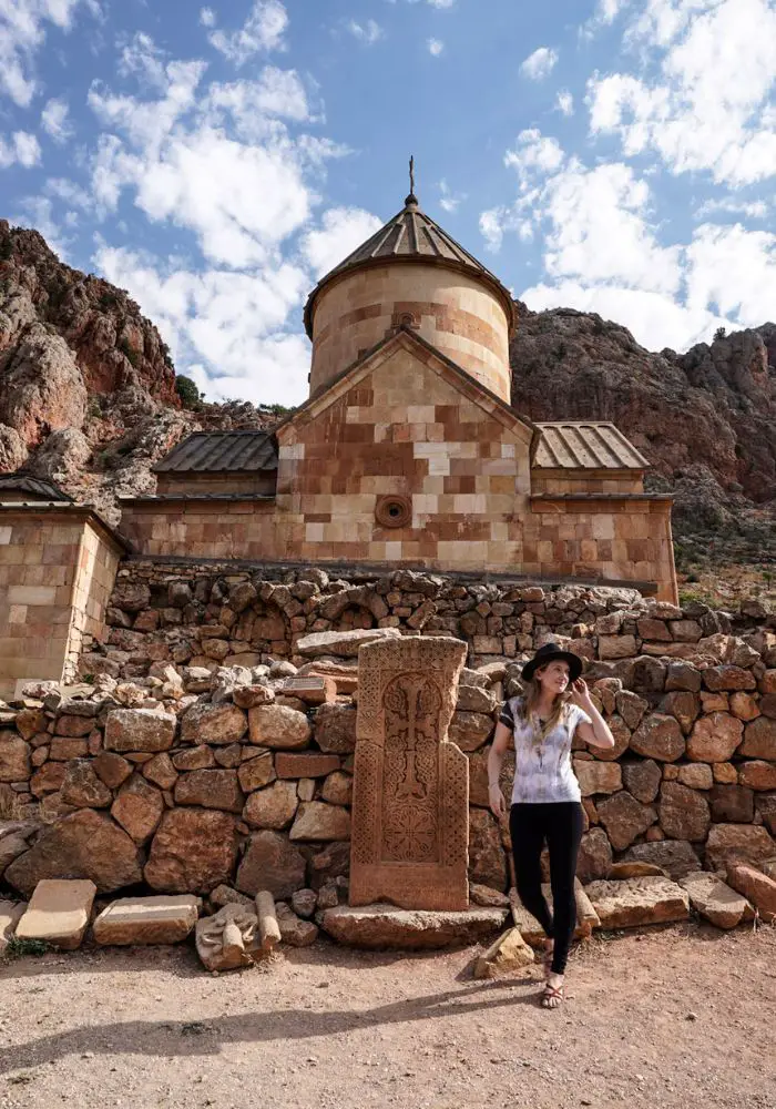 Monica visiting Noravank Monastery in the mountains of southern Armenia. 