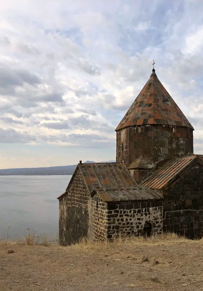 Sevanavank on Lake Sevan on a grey day - one of The Best Places to Visit in Armenia.