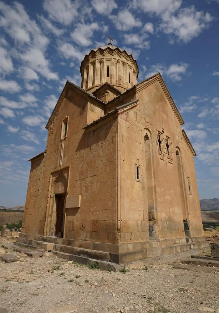 A tall and skinny monastery in Areni, one of The Best Places to Visit in Armenia.