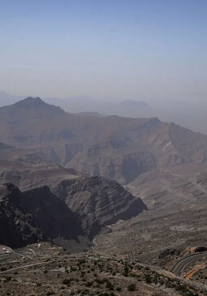 The view from atop Jebel Jais mountain, one of the best Places to Visit in Ras Al Khaimah.