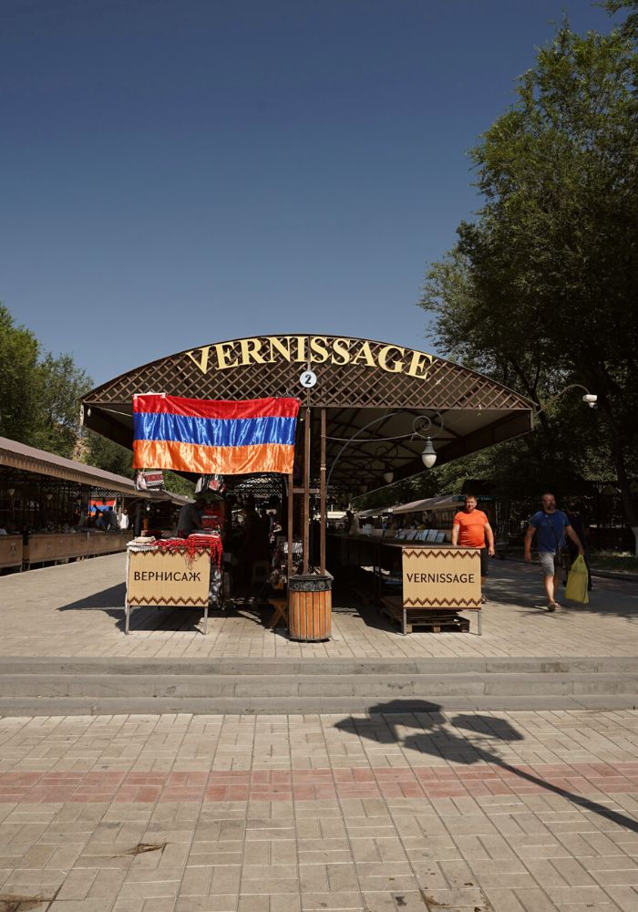 The outdoor souvenir market Vernissage; one of The Best Things to Do in Yerevan, Armenia.