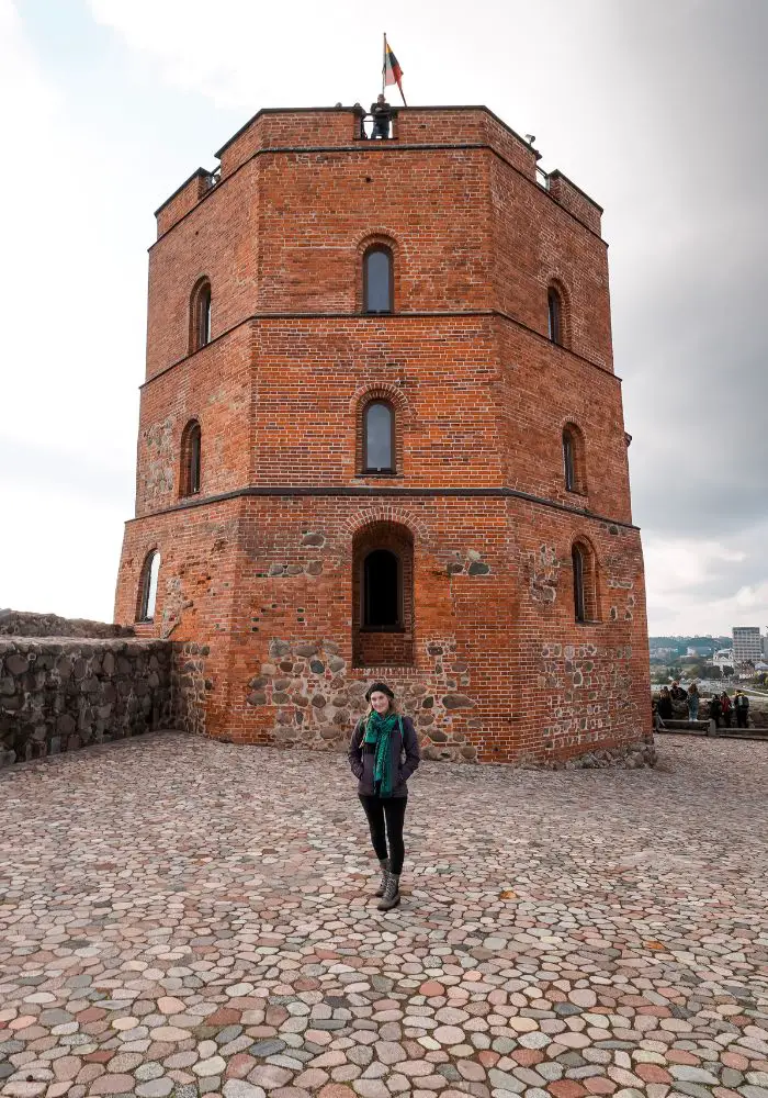 Monica in front of Gediminas Tower on our Father / Daughter Trip to Lithuania
