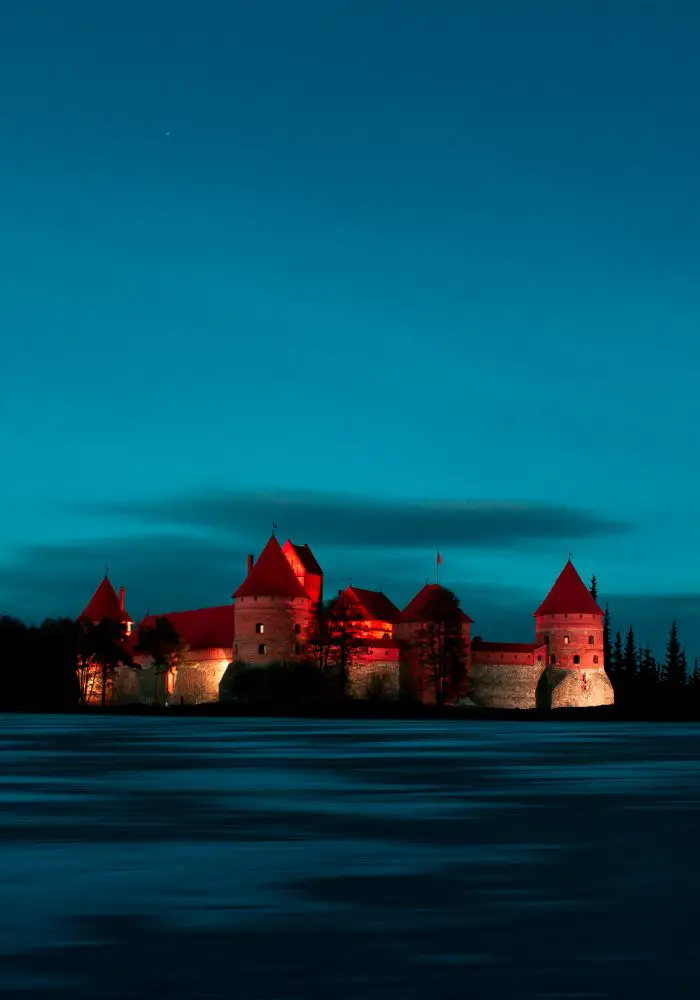 Trakai Island Castle on the lake in Lithuania.