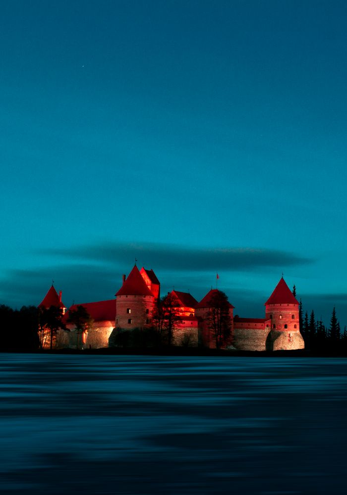 Trakai Island Castle on the lake in Lithuania.