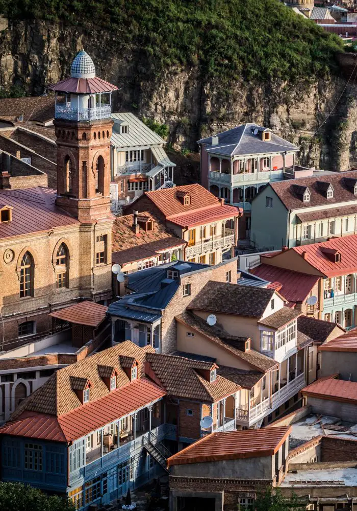 A view of the clustered houses in Tbilisi Georgia.