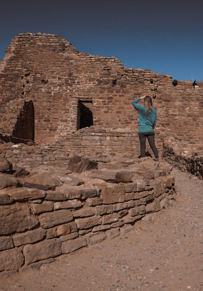 Monica Visiting Aztec Ruins National Monument on a fall day.