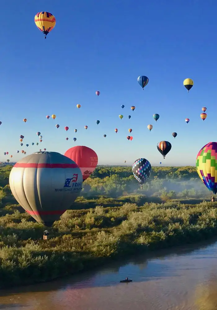 Hot air balloons in Albuquerque, one of your New Mexico Road Trip stops.