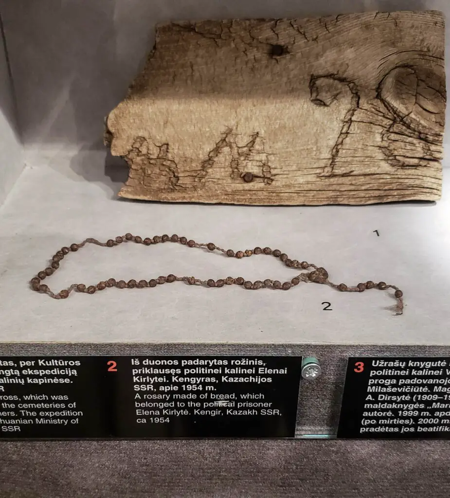 A rosary made from bread in The KGB Museum in Vilnius - Museum of Occupation and Freedom Fights.