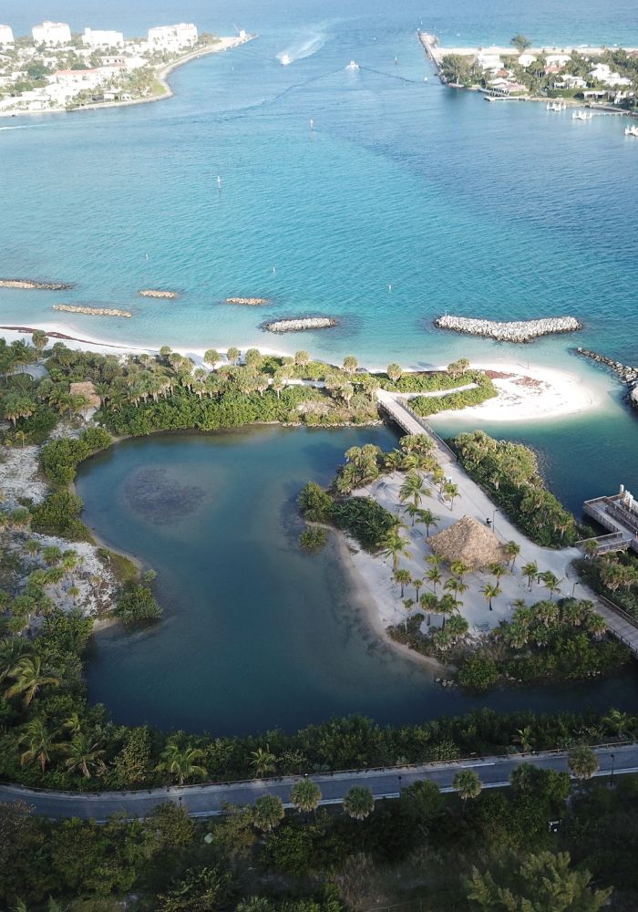 An aerial view of Peanut Island, Florida.