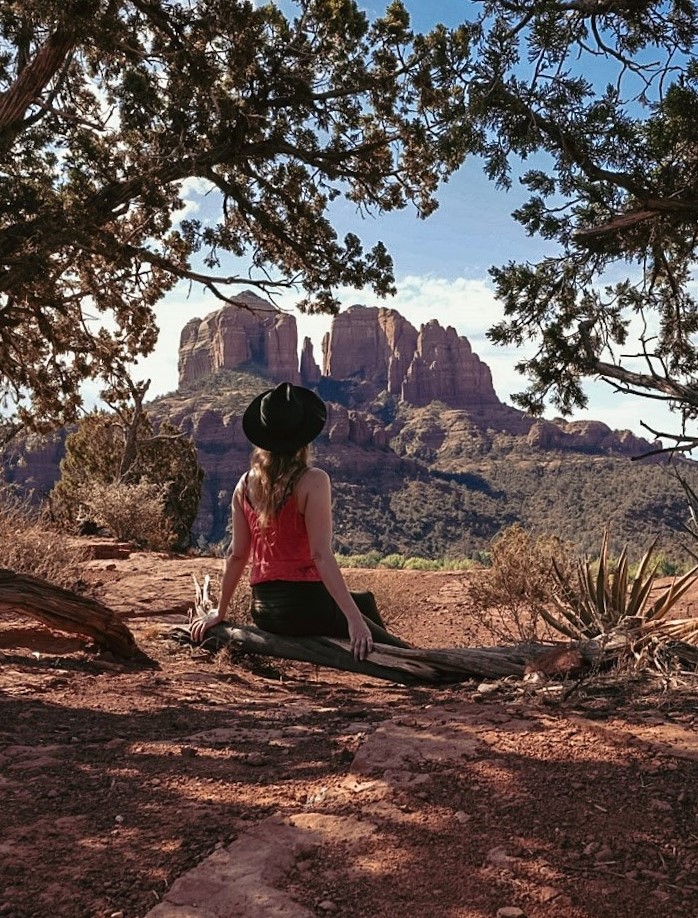 Monica wearing The Best Hiking Gear for Women on a Sedona trail.