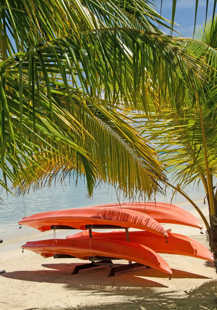 Free kayaks near the ocean, one of the best Things To Do in Moorea, French Polynesia.